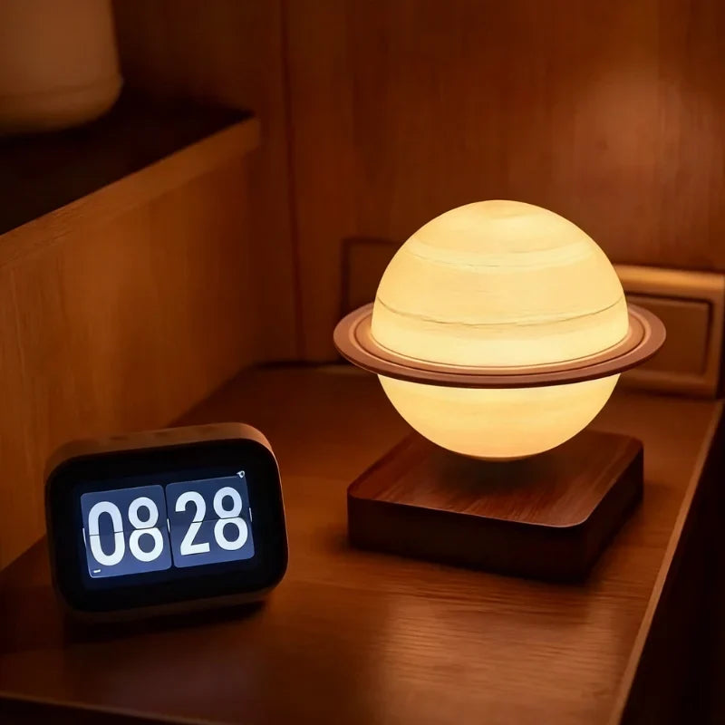 Svævende Måne- og Saturnlampe - Magnetisk Rotation