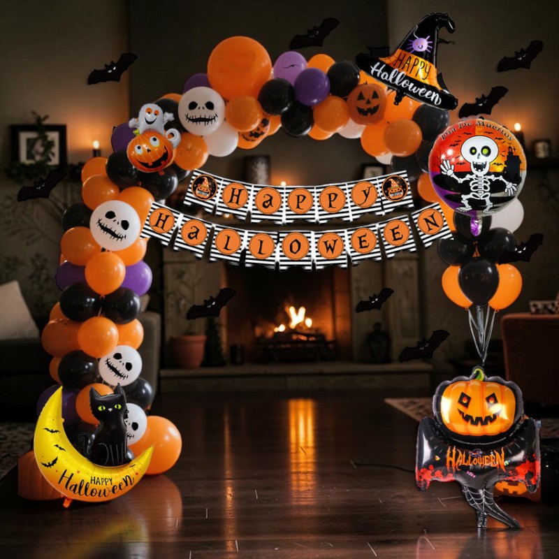 Spookora – Halloween Ballonsæt med Græskarmotiver