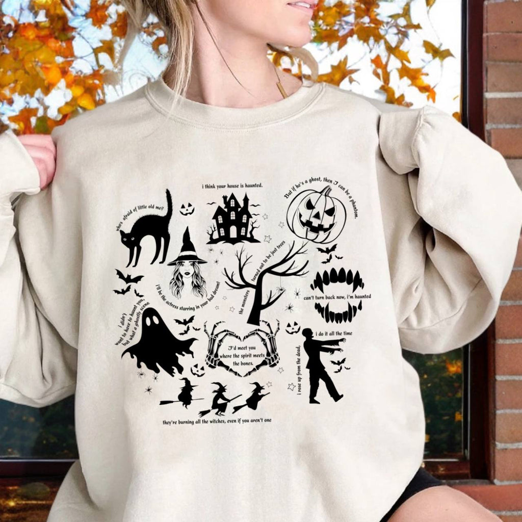 SpookyMuse – Halloween T-shirt til Dame med Grafisk Print