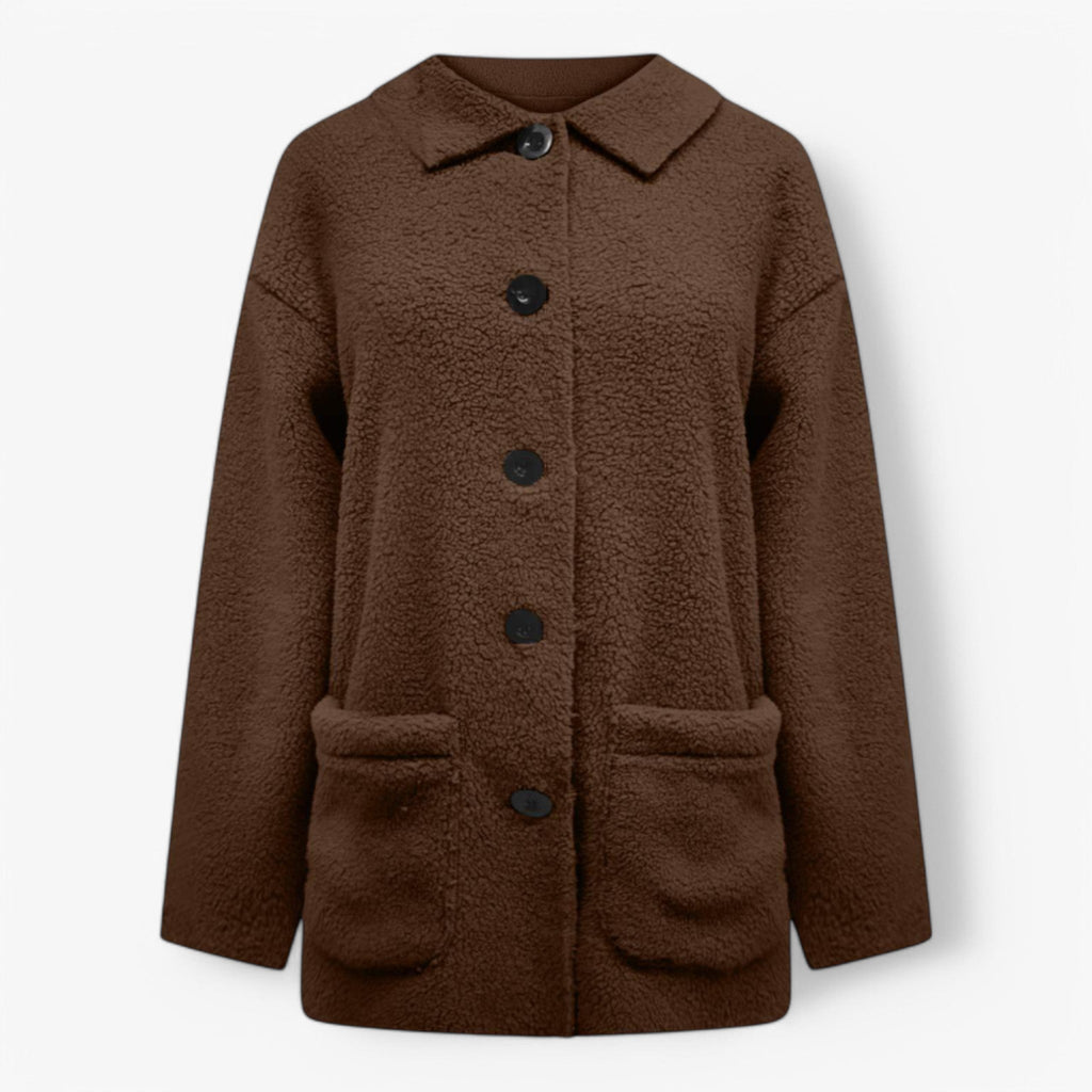 Aveline – Lang Dame Teddyfrakke BRUN