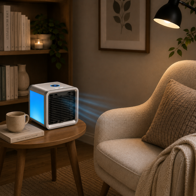 AirMist Bordluftkøler – Med Luftfugter og LED-Lys