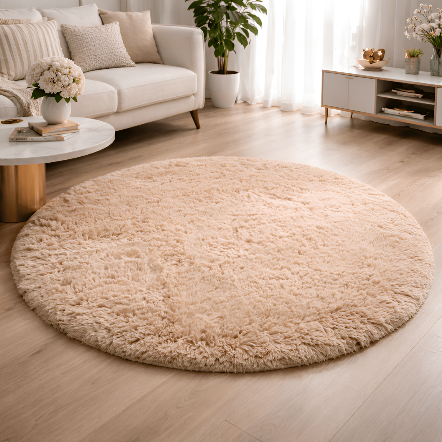 SoftCircle Gulvtæppe – Rundt Plysdesign