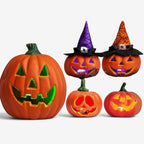 LED Halloween Græskar – 5 Stk. Batteridrevne Græskardekorationer med Lys Orange 5 Stykker