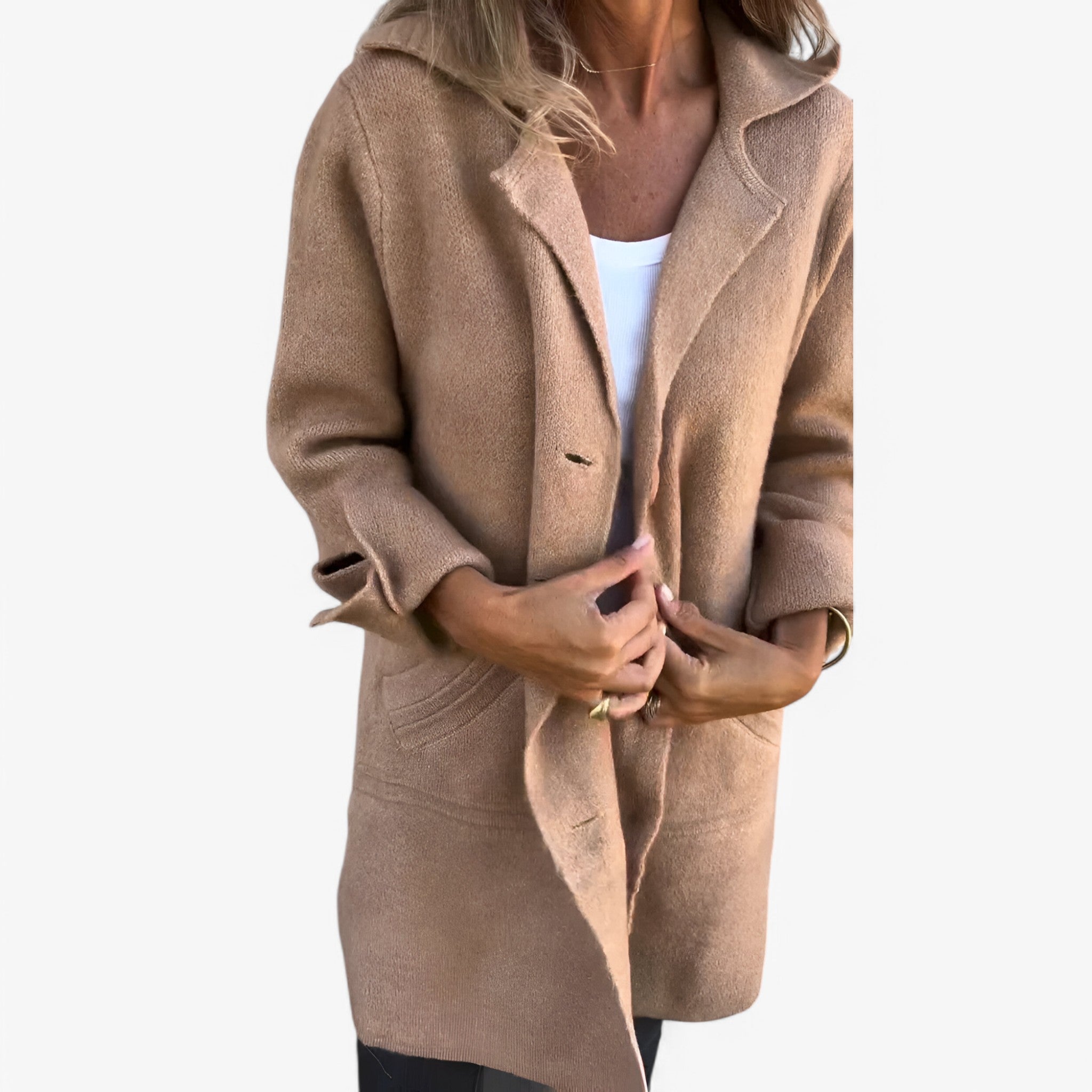 Veloria - Elegant Damejakke med Klassisk Design Khaki