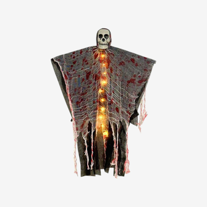Halloween Hængende Skull Spøgelses Dekoration Sort Med Lys