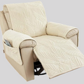 Lænestolsbetræk - Grønt Bladmønster med Skridsikkert Design Beige 24"x88.5"