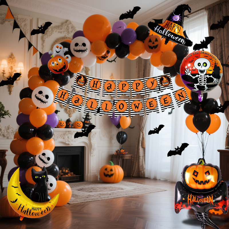 Spookora – Halloween Ballonsæt med Græskarmotiver