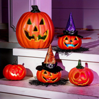LED Halloween Græskar – 5 Stk. Batteridrevne Græskardekorationer med Lys