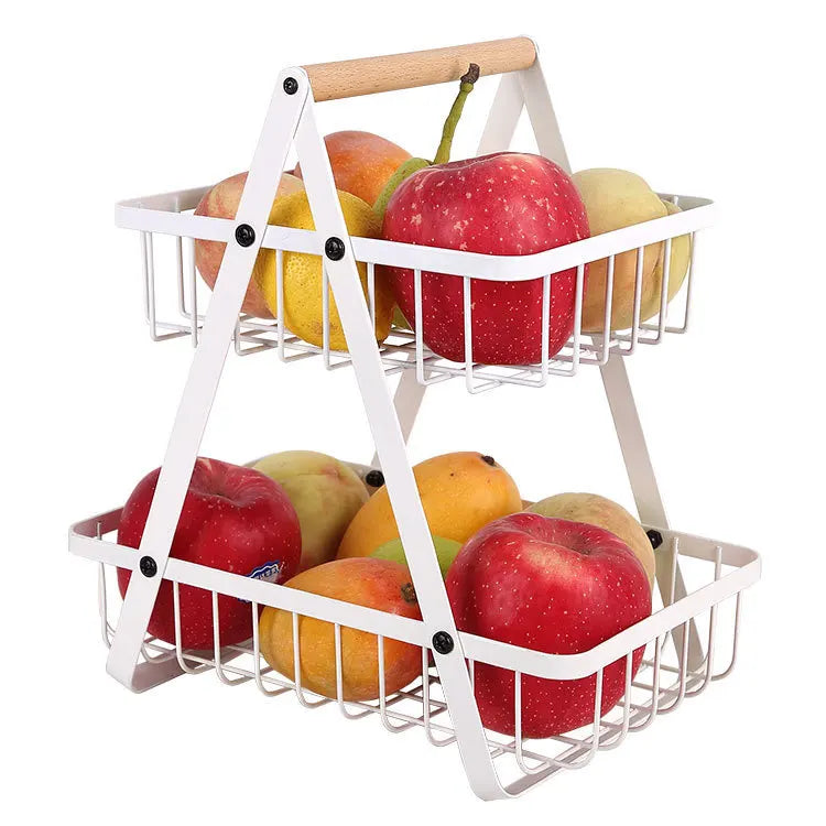 2- of 3-Laagse Fruitmand – Metalen Keuken Organizer voor Fruit en Groenten 2 niveaus wit