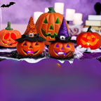 LED Halloween Græskar – 5 Stk. Batteridrevne Græskardekorationer med Lys