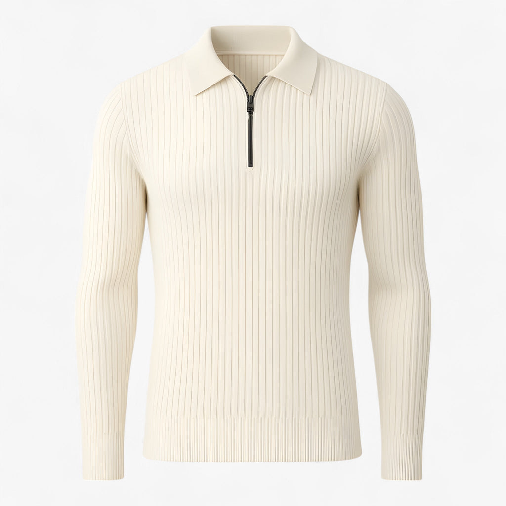 Valerio – Herre Half-Zip Striktrøje Hvid