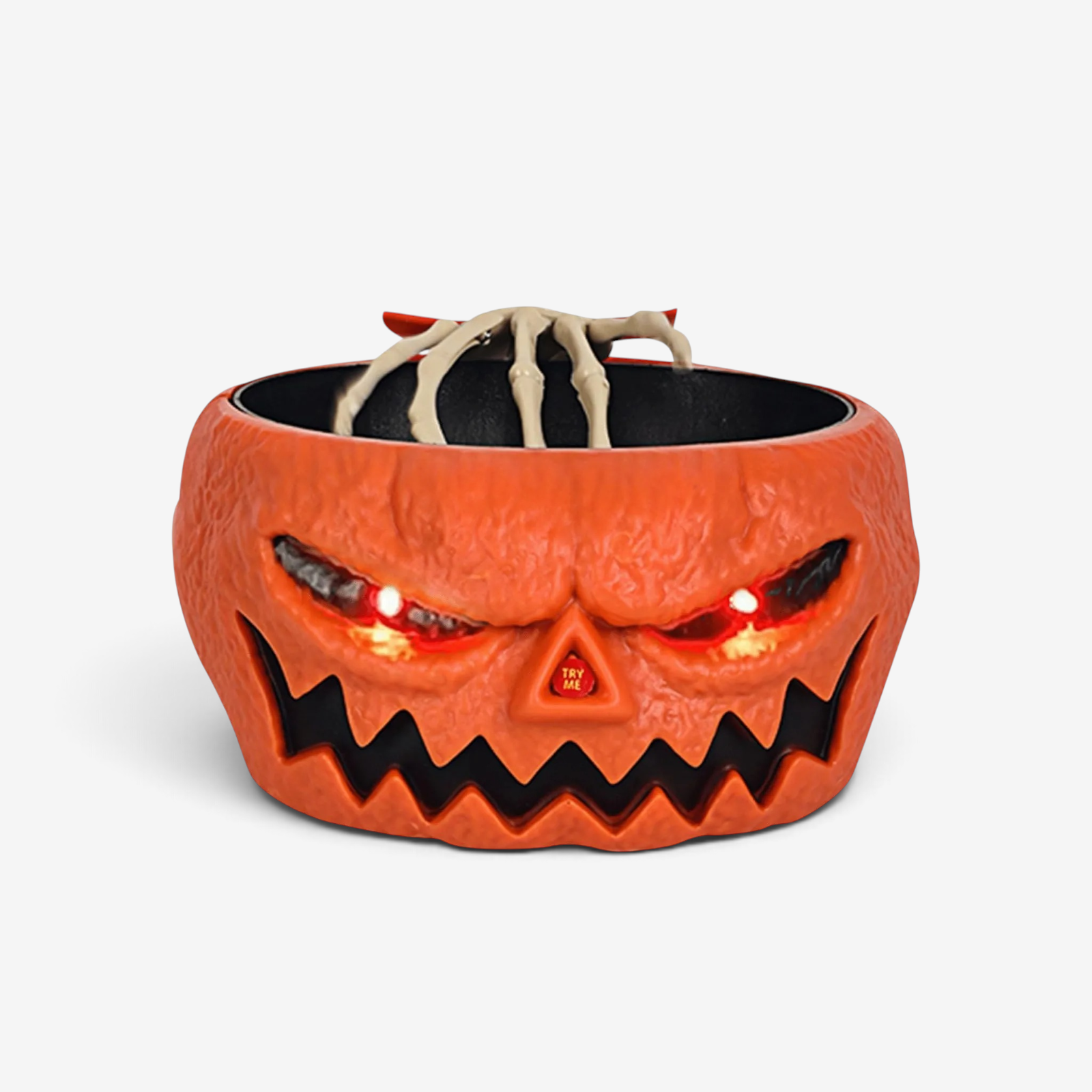 Skelora – Halloween Slikskål med Bevægelig Skelet Hånd Græskar