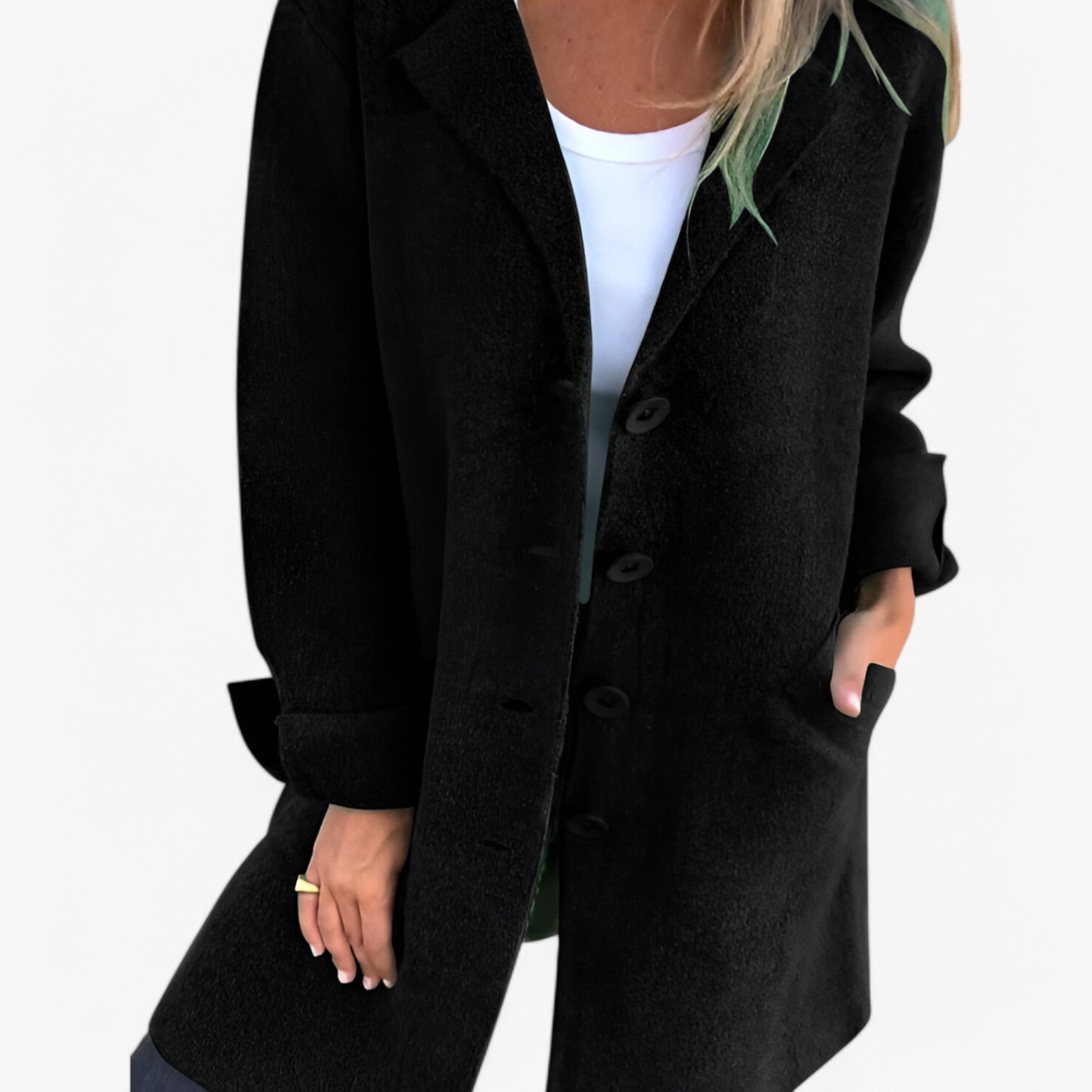 Veloria - Elegant Damejakke med Klassisk Design Sort