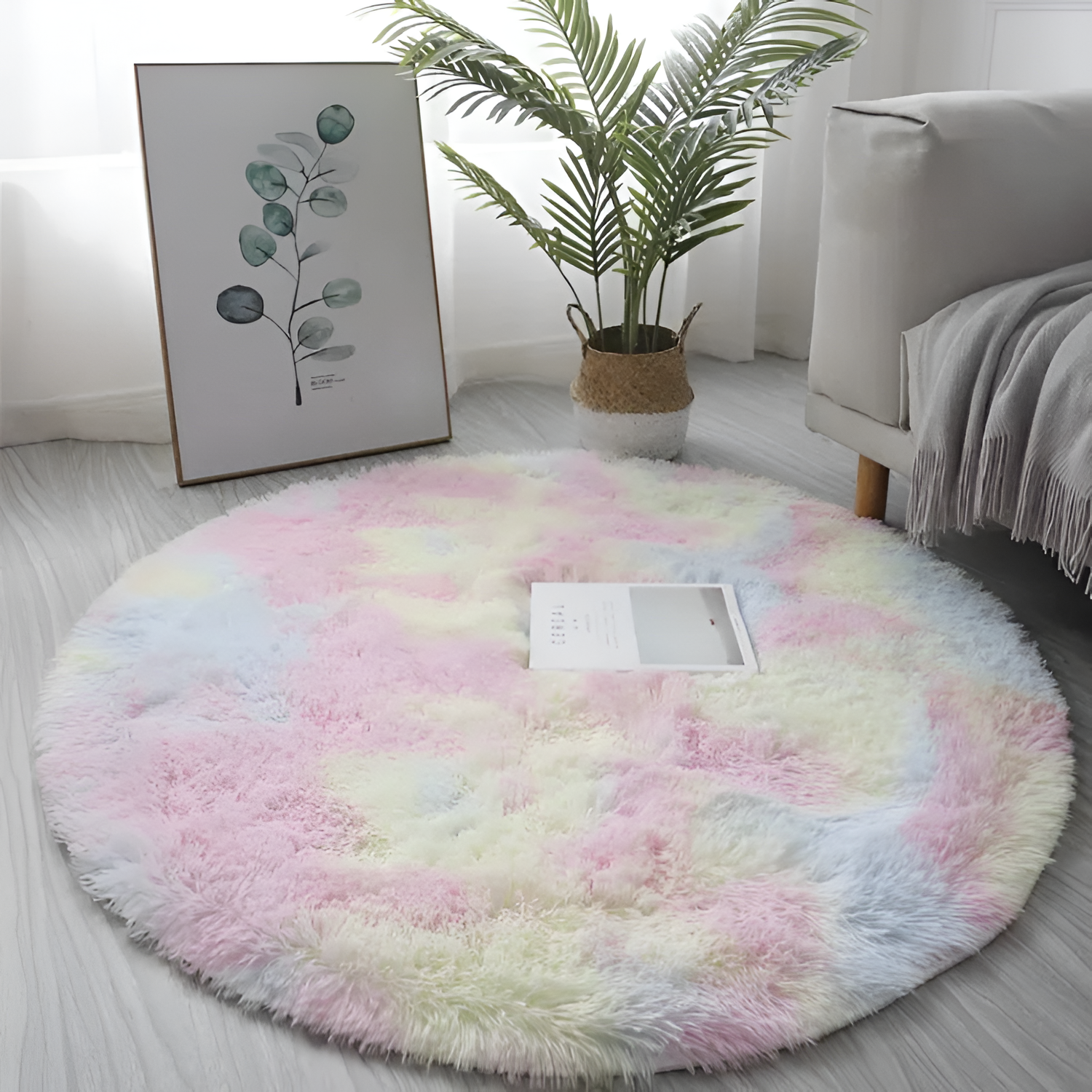 SoftCircle Gulvtæppe – Rundt Plysdesign Rosa