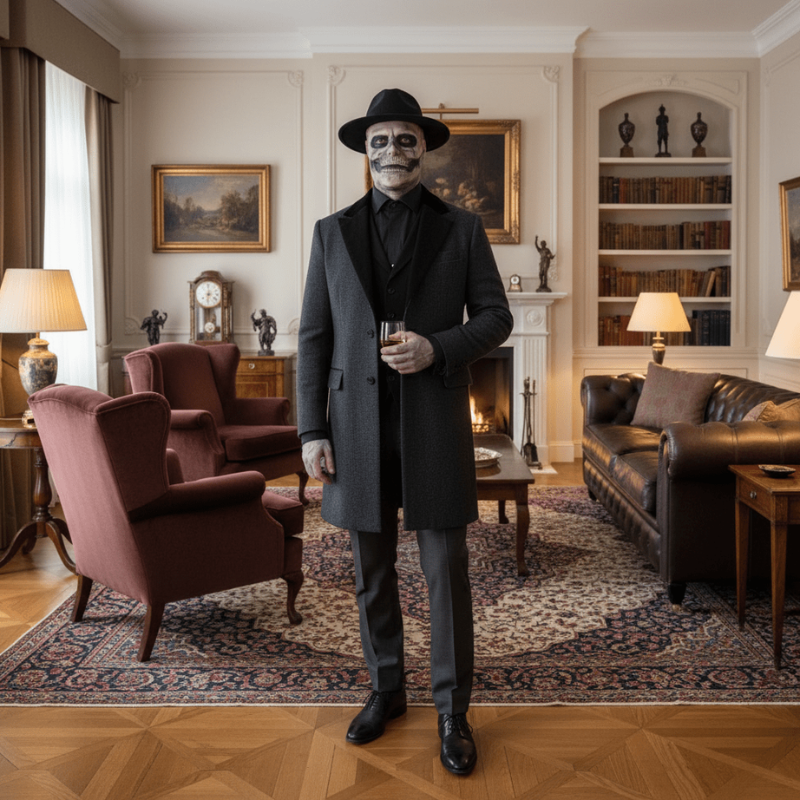 Mortavio – Halloween Skeletmaske med Hat