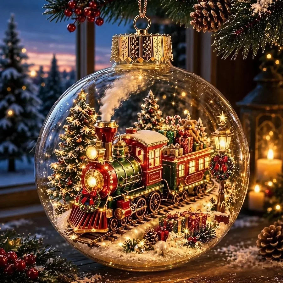 LED juleophæng med oplyst miniaturescene i akryl C