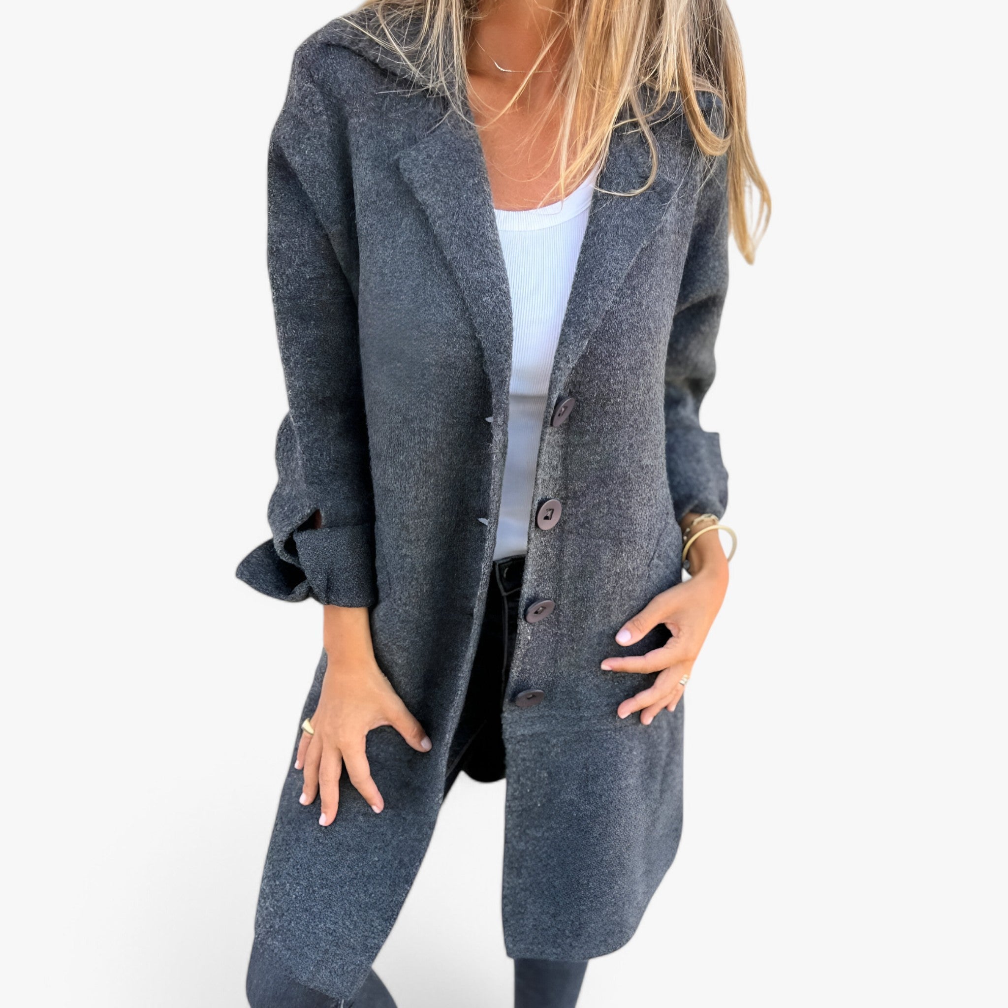 Veloria - Elegant Damejakke med Klassisk Design Blå