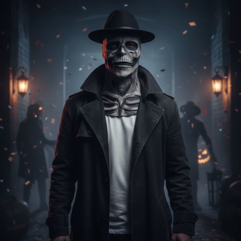 Mortavio – Halloween Skeletmaske med Hat