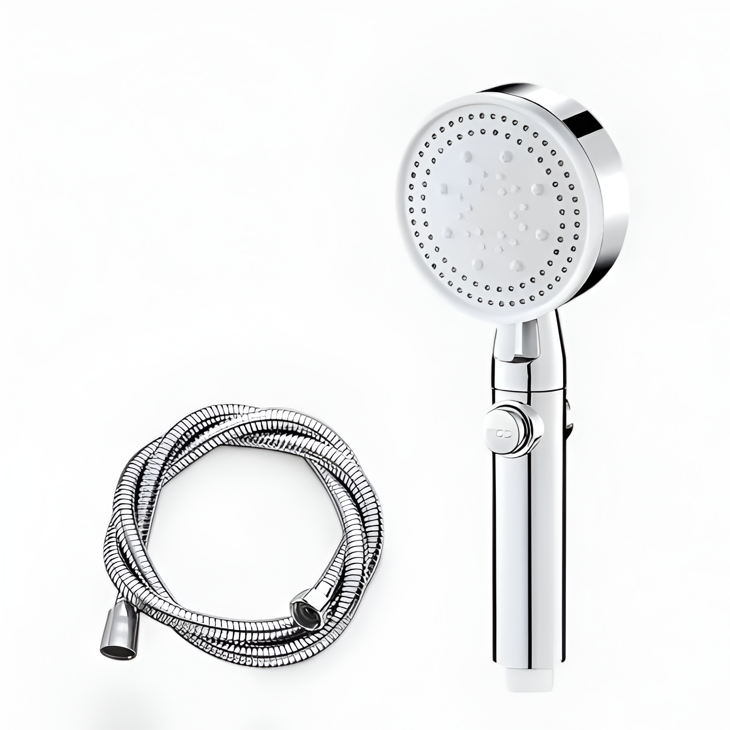 AquaFlow Håndbruser – Moderne Brusedesign Sølv med slange