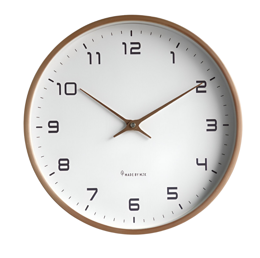EleQuartz Uhr | Runde Wanduhr - Nordische Holz Wanduhr