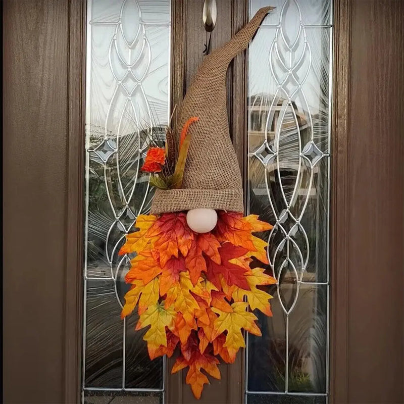 AutumnGnome – Hængende Nisse Dørdekoration med Efterårsblade