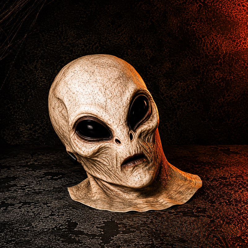 AlienSight – Halloween Alienmaske med Store Sorte Øjne
