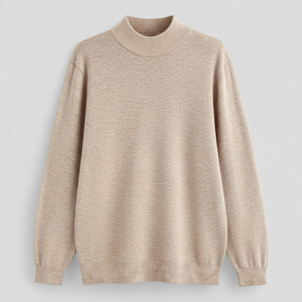 Varello - Elegant Herre Striktrøje med Høj Krave Khaki