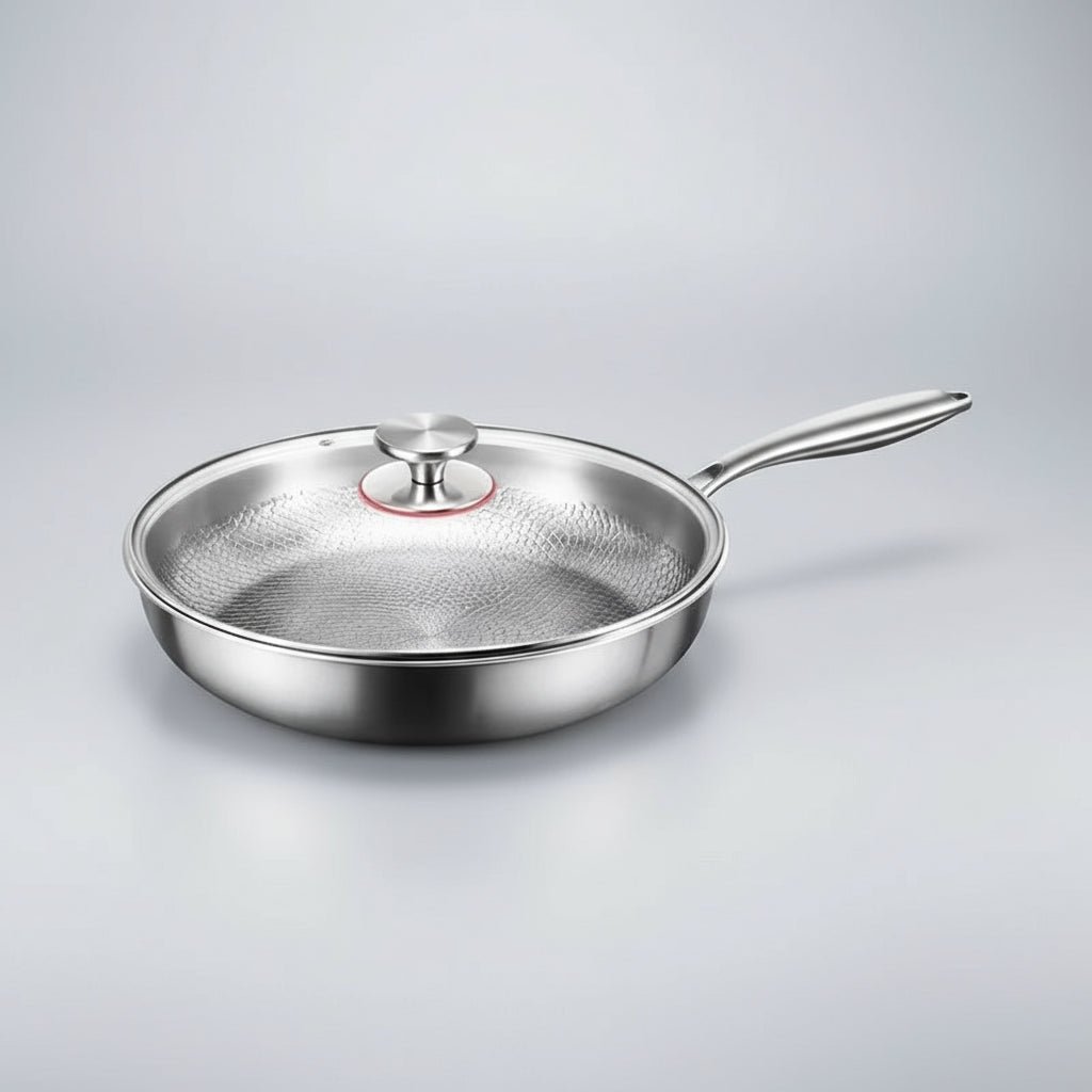 CulinaForge Stegepande – Hamret Design med Non-Stick Overflade 26 cm Med Låg