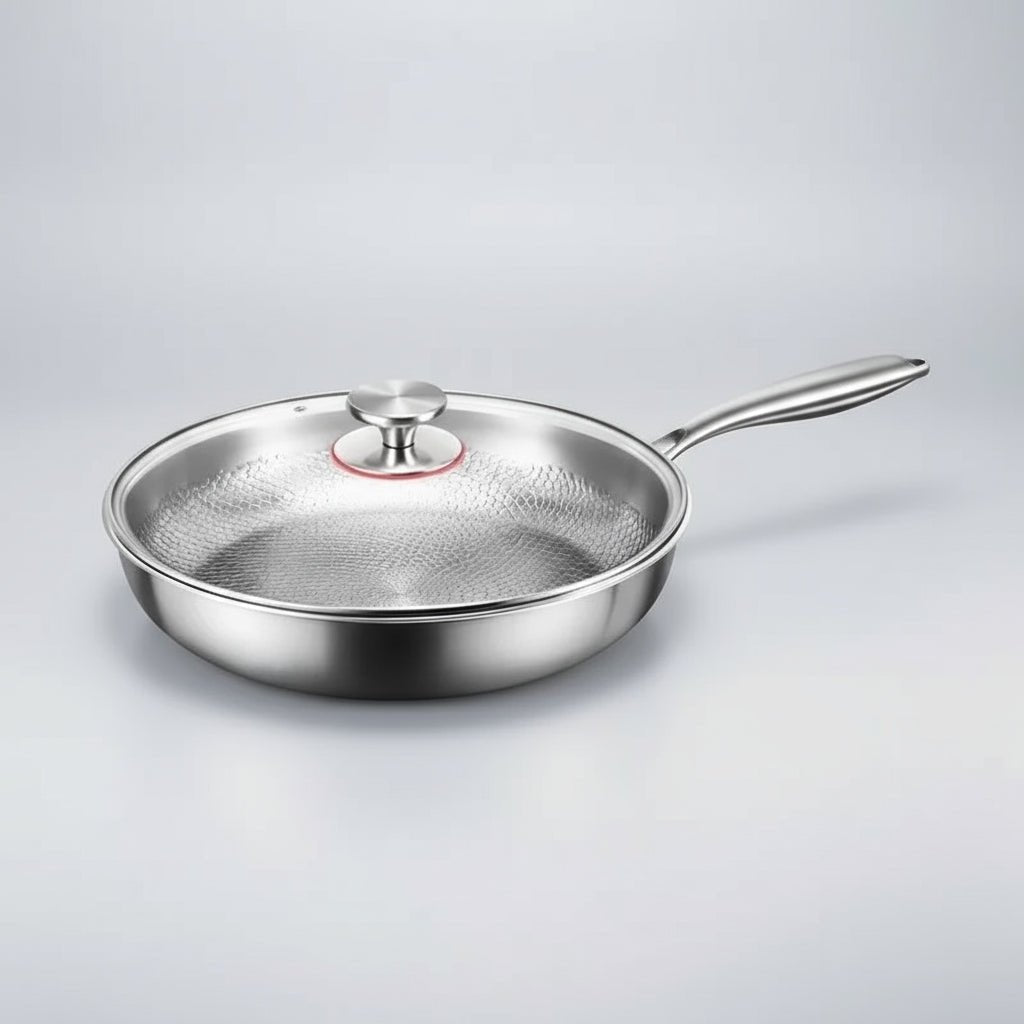 CulinaForge Stegepande – Hamret Design med Non-Stick Overflade 28 cm Med Låg