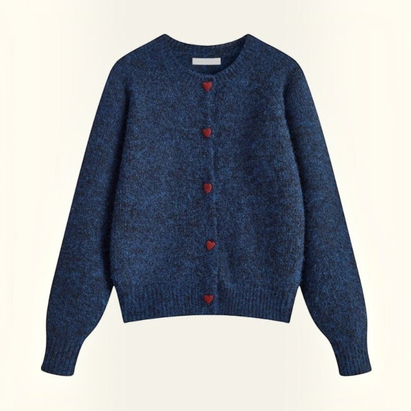 Ribstrikket Cardigan - Knaplukning og Lange Ærmer