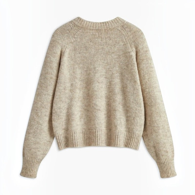 Ribstrikket Cardigan - Knaplukning og Lange Ærmer