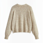 Ribstrikket Cardigan - Knaplukning og Lange Ærmer