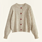 Ribstrikket Cardigan - Knaplukning og Lange Ærmer