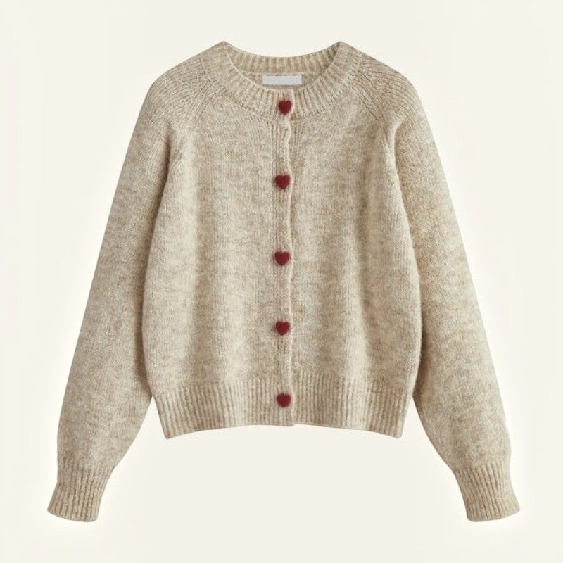 Ribstrikket Cardigan - Knaplukning og Lange Ærmer