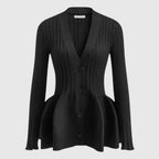 Peplum Cardigan - V-hals med Knaplukning