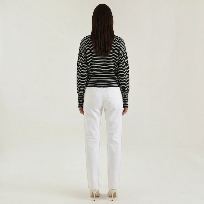 Cardigan Femme à Rayures avec Boutons