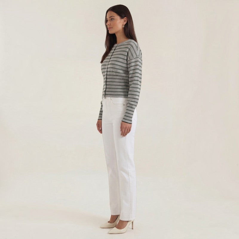 Cardigan Femme à Rayures avec Boutons