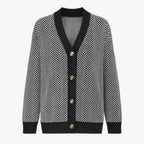Amélie – Elegant Dame Cardigan med V-Hals Gratis Sort