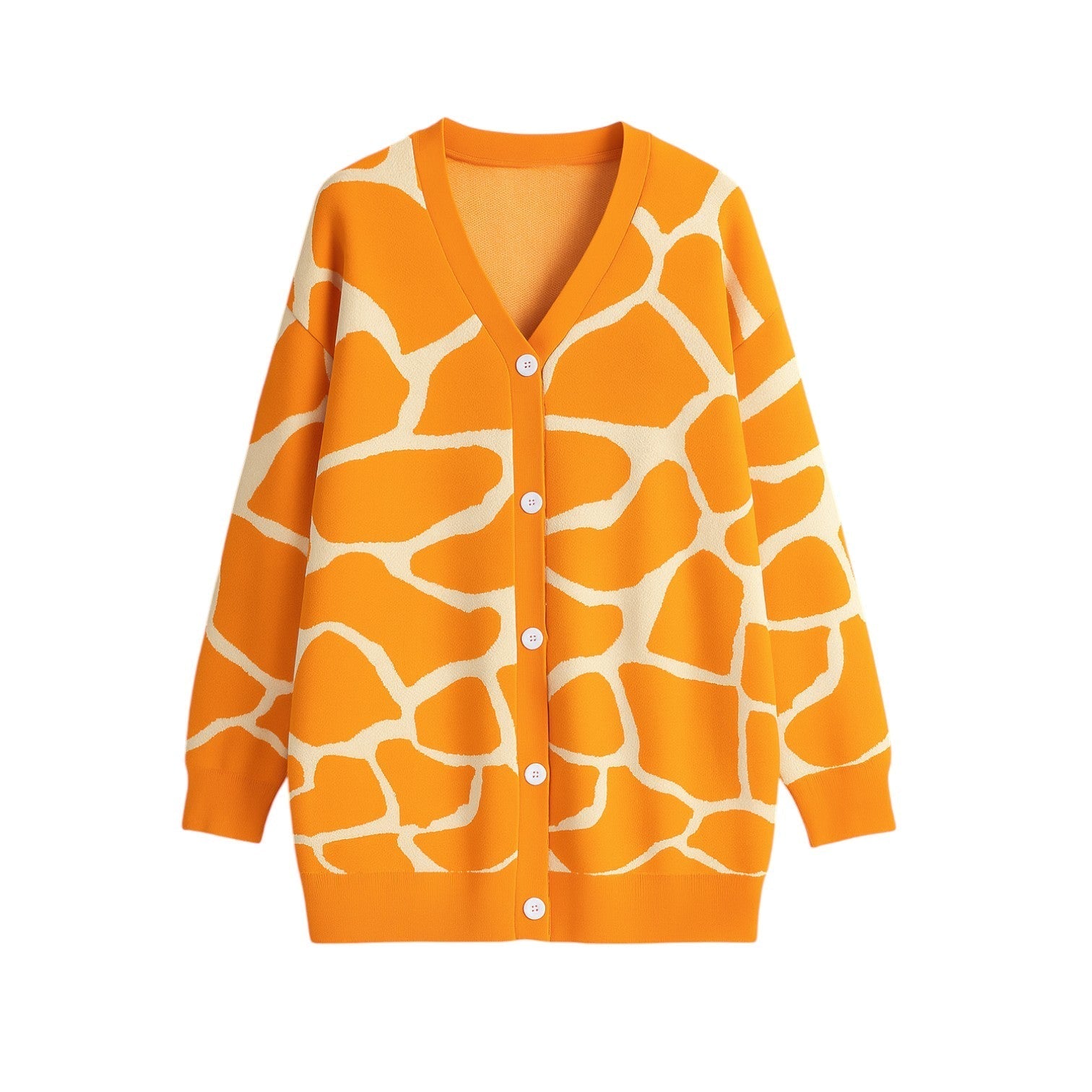 Rosalie – Lang Dame Strikcardigan Rød-Orange