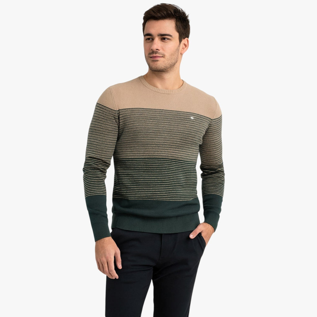 Stravero - Slim Fit Herre Striktrøje med Striber Rød