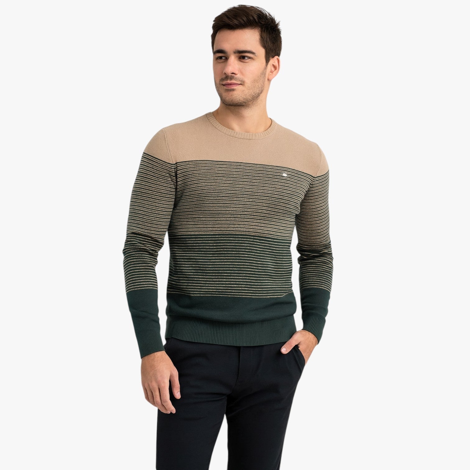 Stravero - Slim Fit Herre Striktrøje med Striber Rød