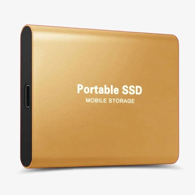 SpeedVault Portable SSD 1 TB – USB-C Externe Schokbestendige SSD 1050 MB/s Goud