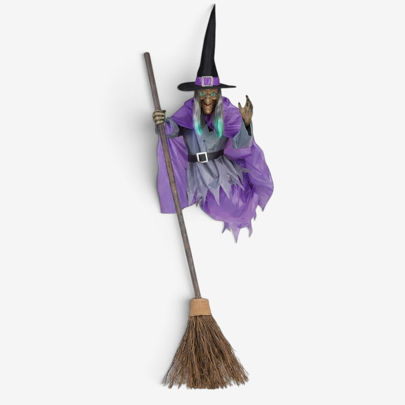 Witchara – Flyvende Halloween Heks med Lyd Lilla 180 Cm