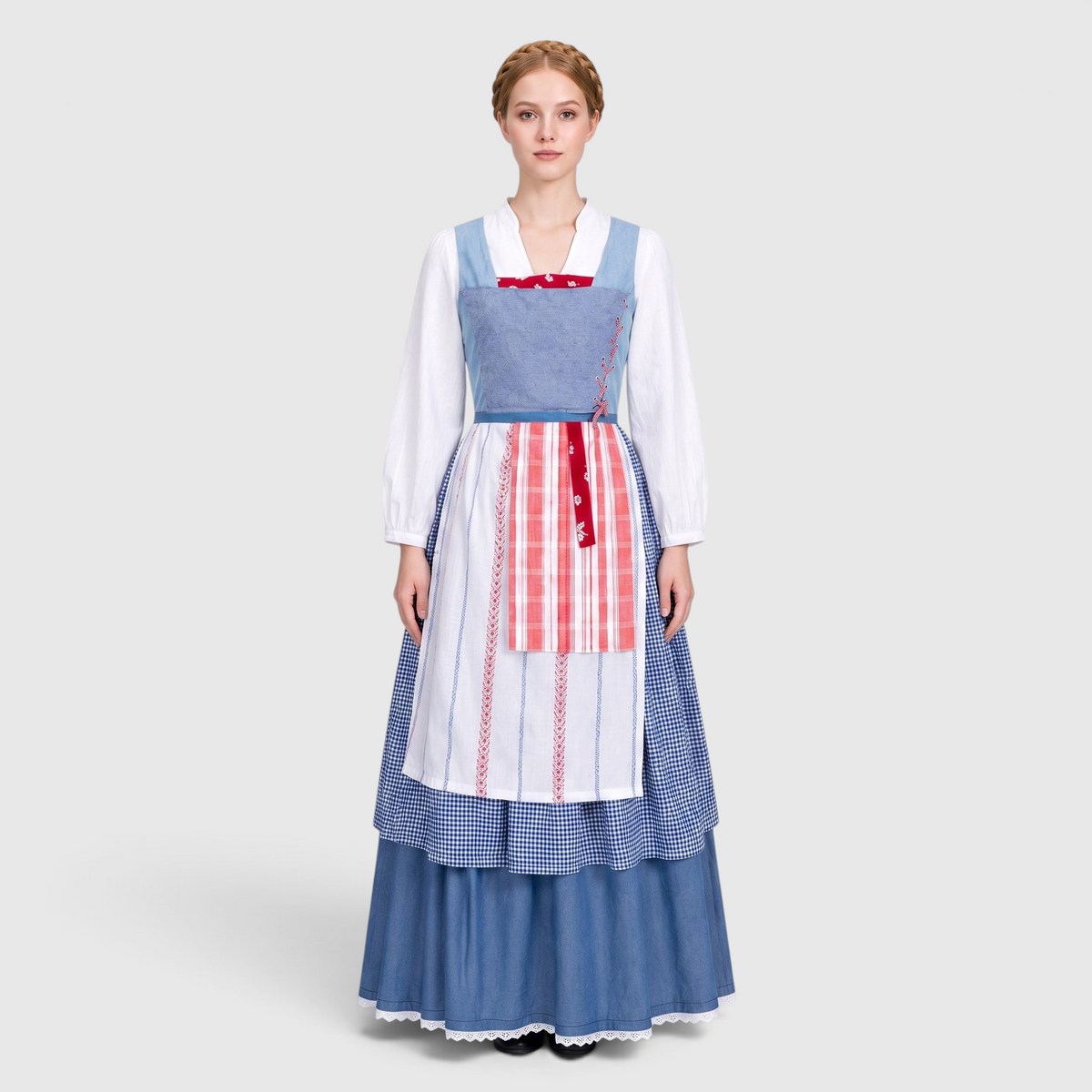 Trachtenkjole til Dame Blå med Lommer, Ideel til Oktoberfest