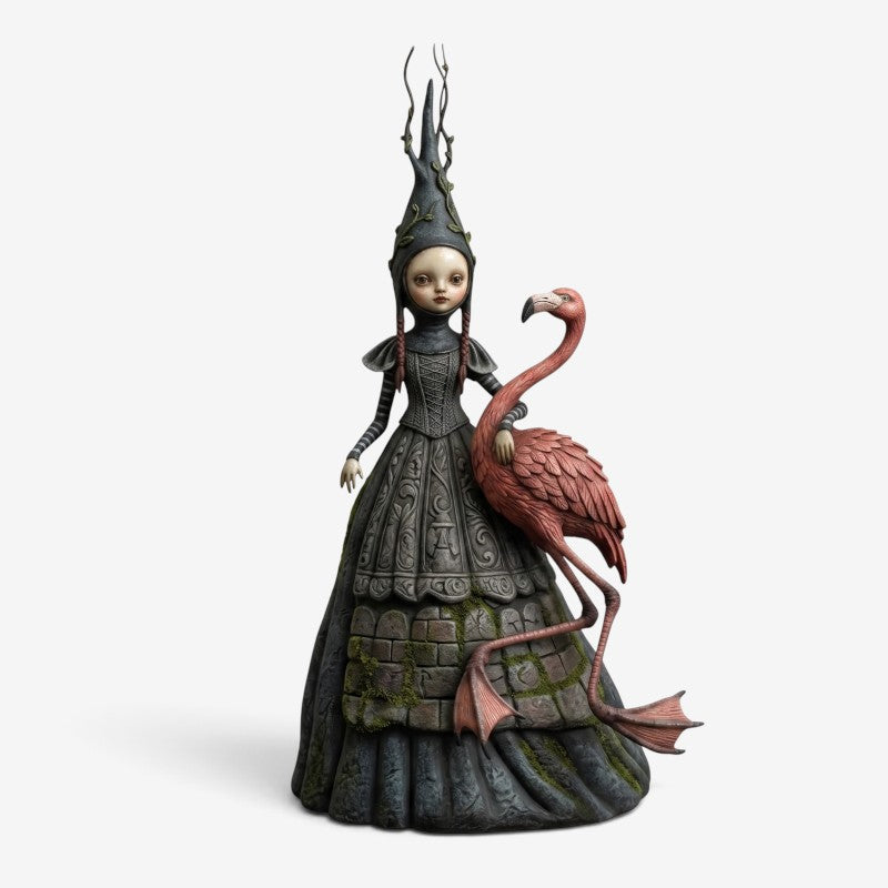Malvora – Gothisk Halloween Heksefigur med Stok A