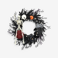 Grimora – Halloween Krans med Skelet og Græskar Sort