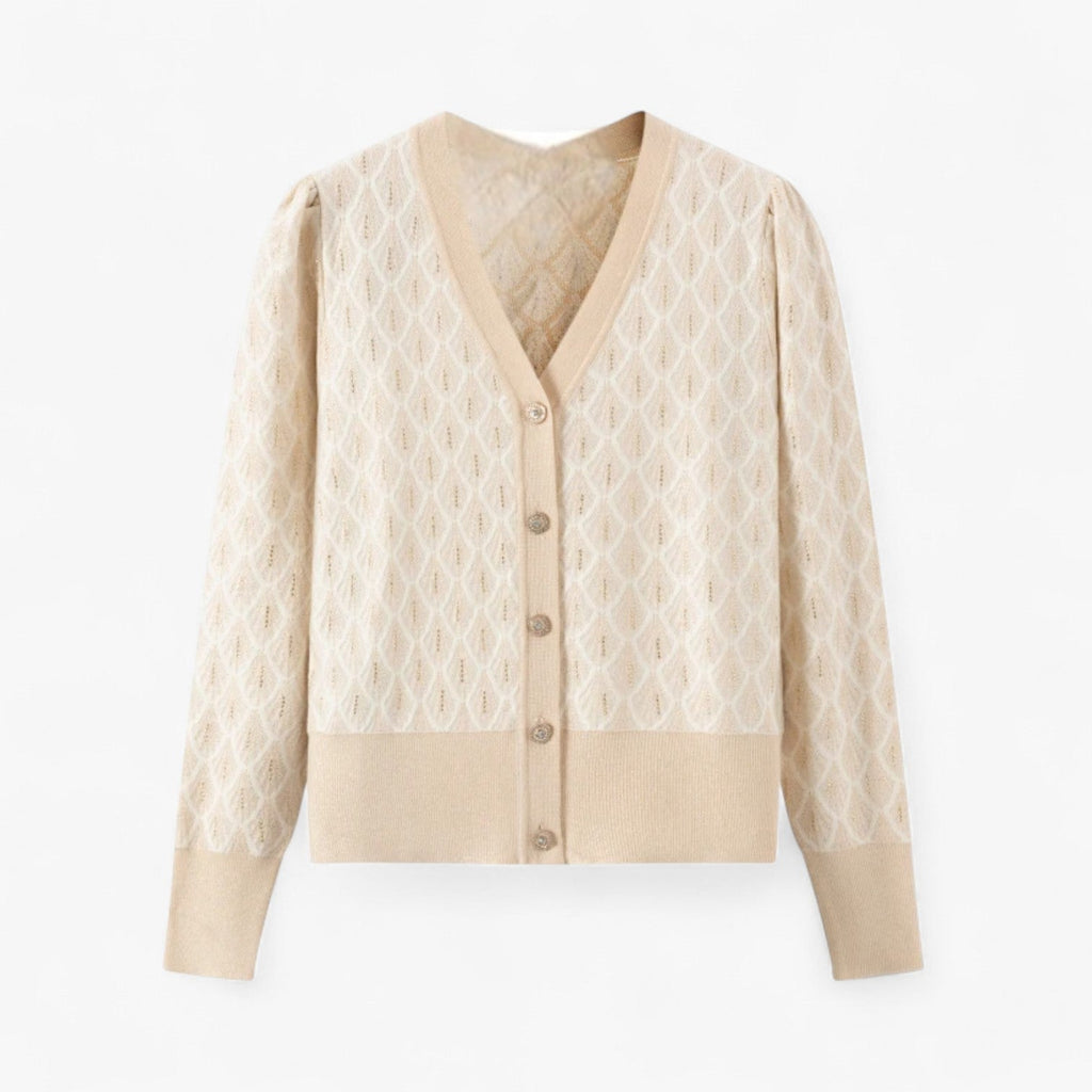 Luméra - Elegant Dame Cardigan med Pailletdetaljer Beige