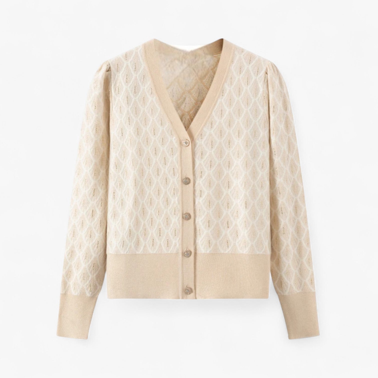 Luméra - Elegant Dame Cardigan med Pailletdetaljer Beige