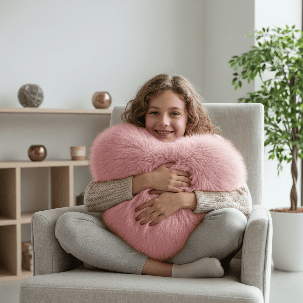 CozyHeart - Hjerteformet Pyntepude i Kunstpels