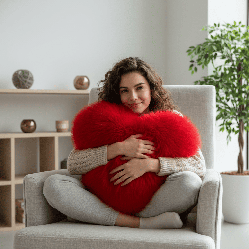 CozyHeart - Hjerteformet Pyntepude i Kunstpels